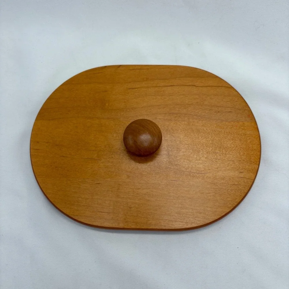 Longaberger Woodcrafts Oval Wooden Lid with Natural Knob Lid Only 8